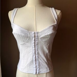 Free People White Fitted Bustier Tank